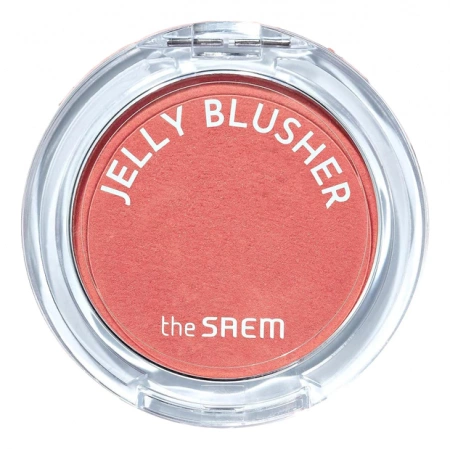 Мягкие румяна с сияющим финишем в персиковом оттенке The Saem Jelly Blusher CR01 Peach Crush 