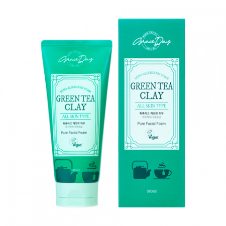 Пенка с зеленой глиной GRACE DAY Green Tea clay pure facial foam