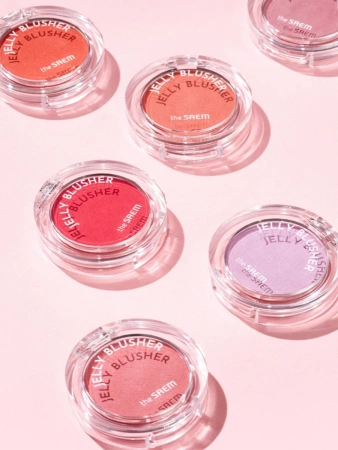 Мягкие румяна с сияющим финишем в нежном розовом оттенке The Saem Jelly Blusher PK01 Sweet Petal